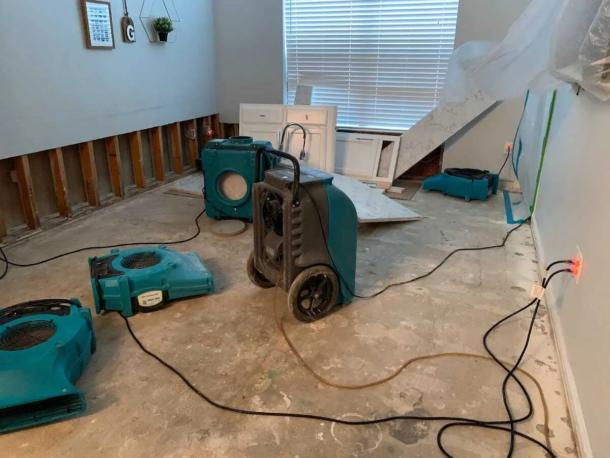 Dehumidifier in flood-cut room for Water Damage Restoration in Fillmore