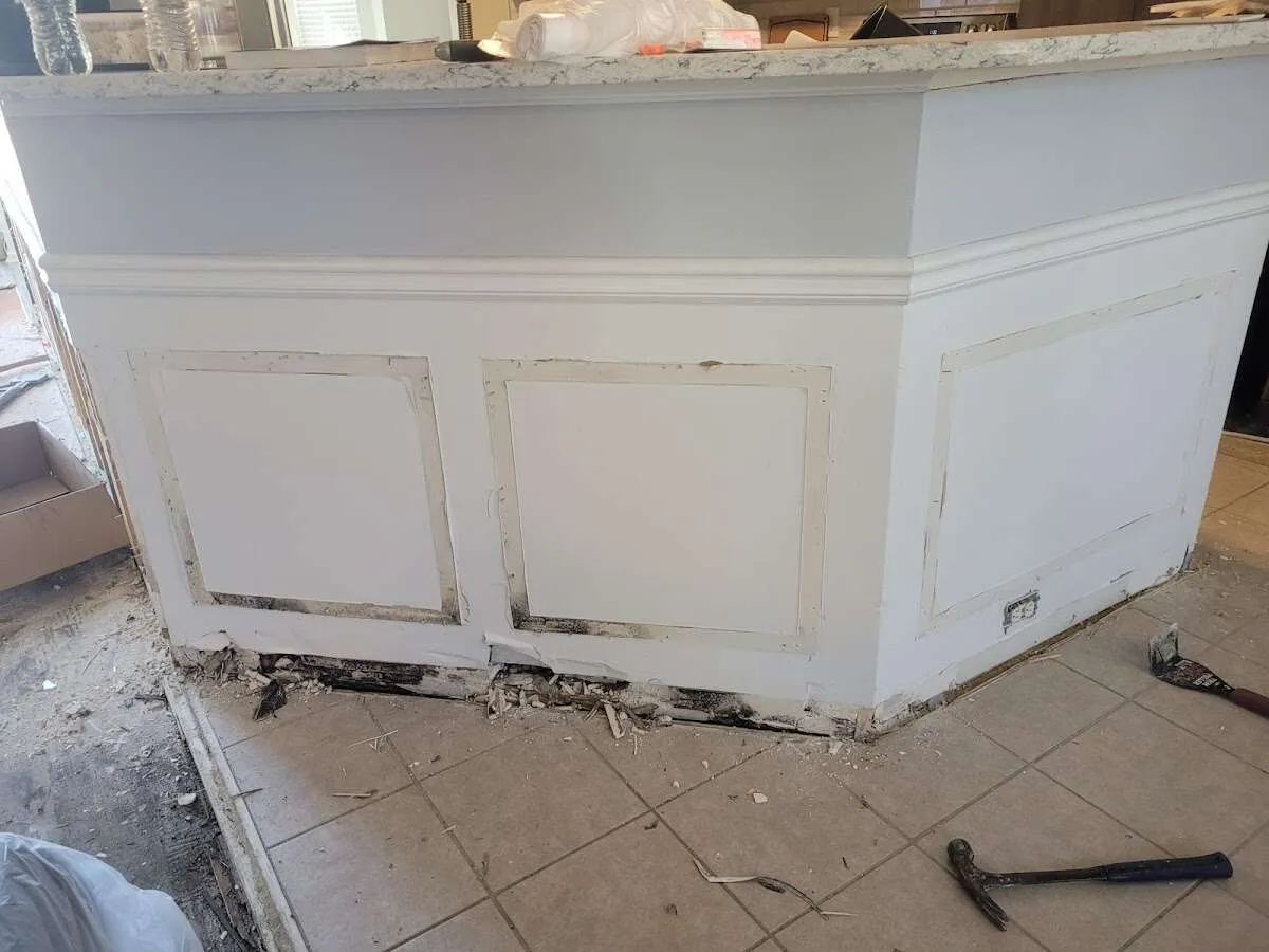 Water damage and mold on kitchen during Storm Damage Restoration in Fillmore